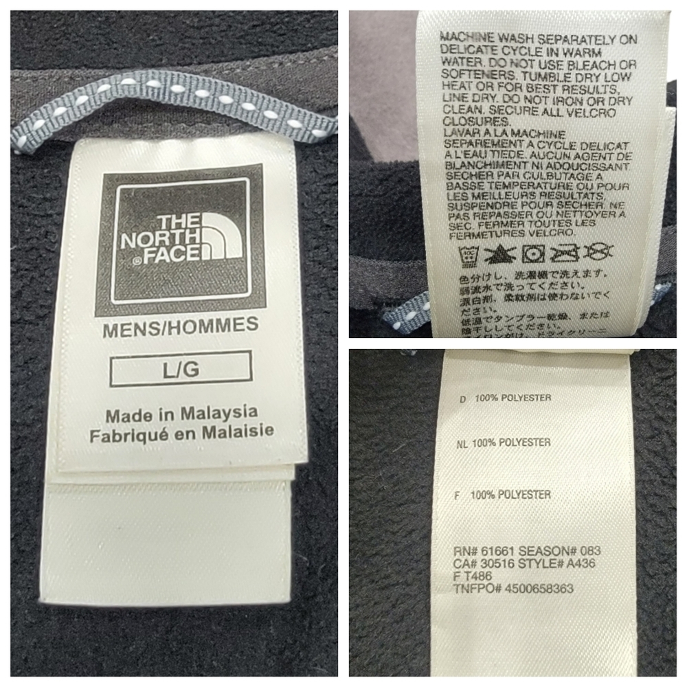 The North Face TKA 100 Fleece 1/4 Zip Pullover Black Gray Lightweight Me… - Picture 12 of 17